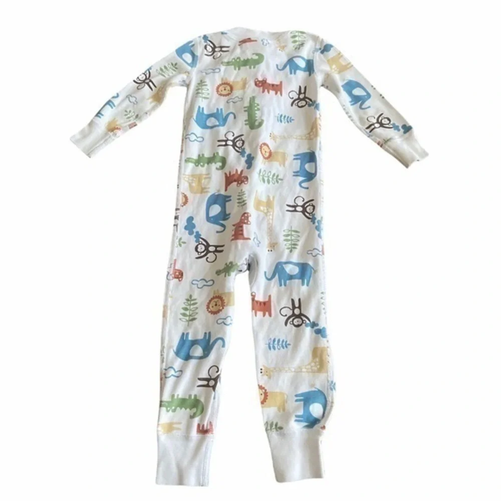 Hanna Andersson Zoo Animals Printed Organic Cotton‎ Zip Up Baby Pajamas